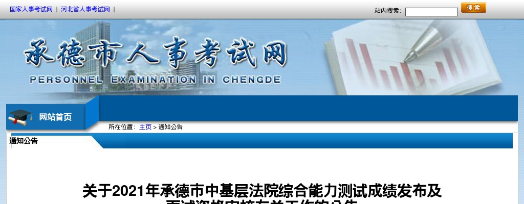 2021承德市法院机关聘用制书记员成绩发布及面试资格审核 图片